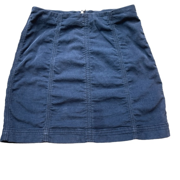 Free People Modern Femme Mini Skirt, Navy Blue, Corduroy Like Material - Picture 3 of 7